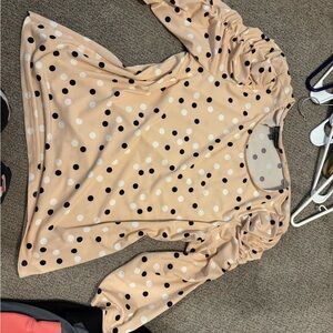 Polka Dot Puff Sleeve Top - Peach